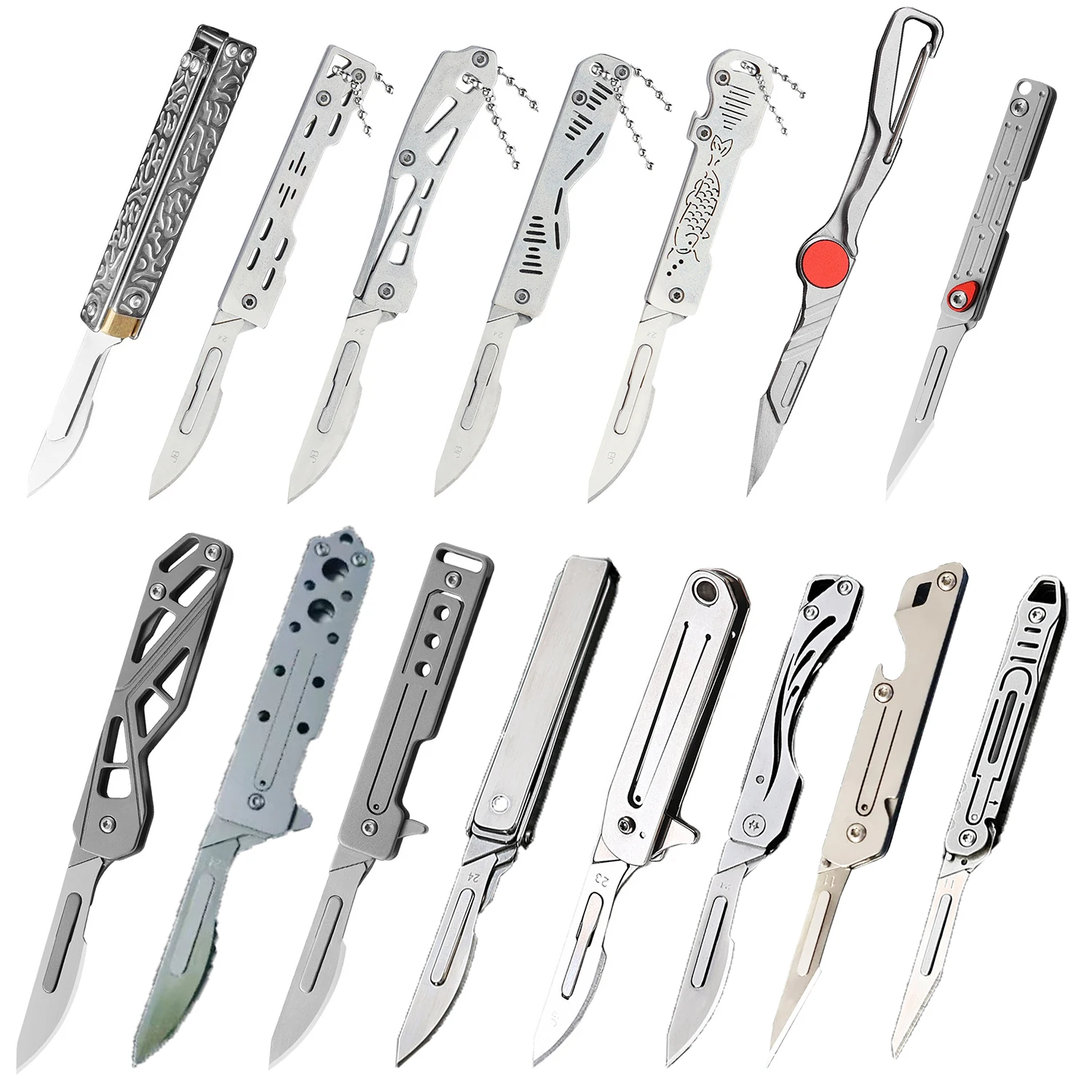 Stainless Steel Surgical Folding Knife Medical Box Opener Machinery Pocket Knife With 10 Replaceable Blades EDC Outdoor Tool Uti