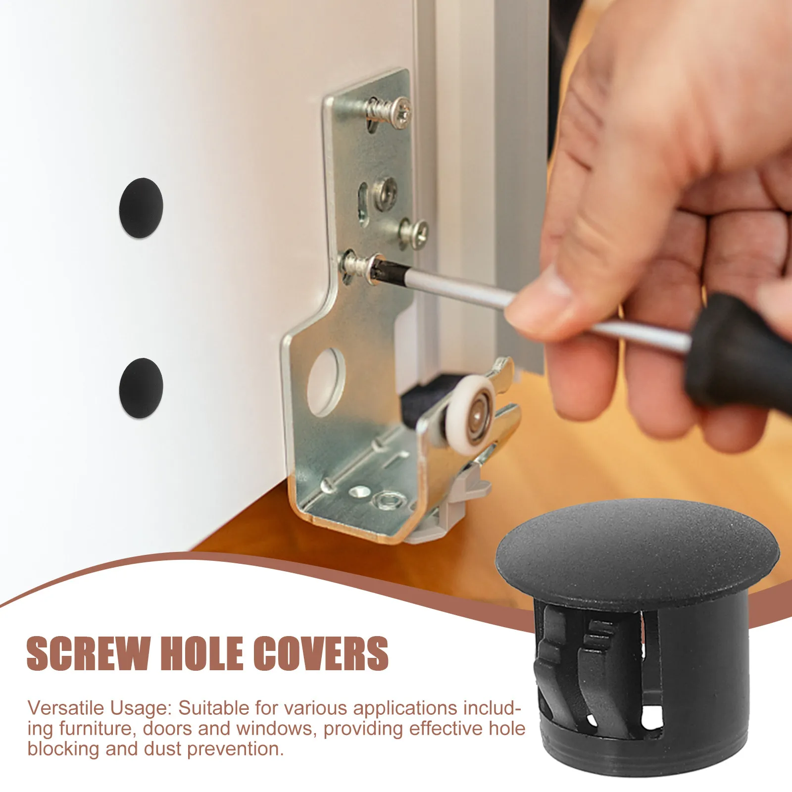 20Pcs Plastic Hole Plugs 10Mm Screw Hole Covers for Furniture Cabinets Doors Windows Simple Installation Decorative Round Plug
