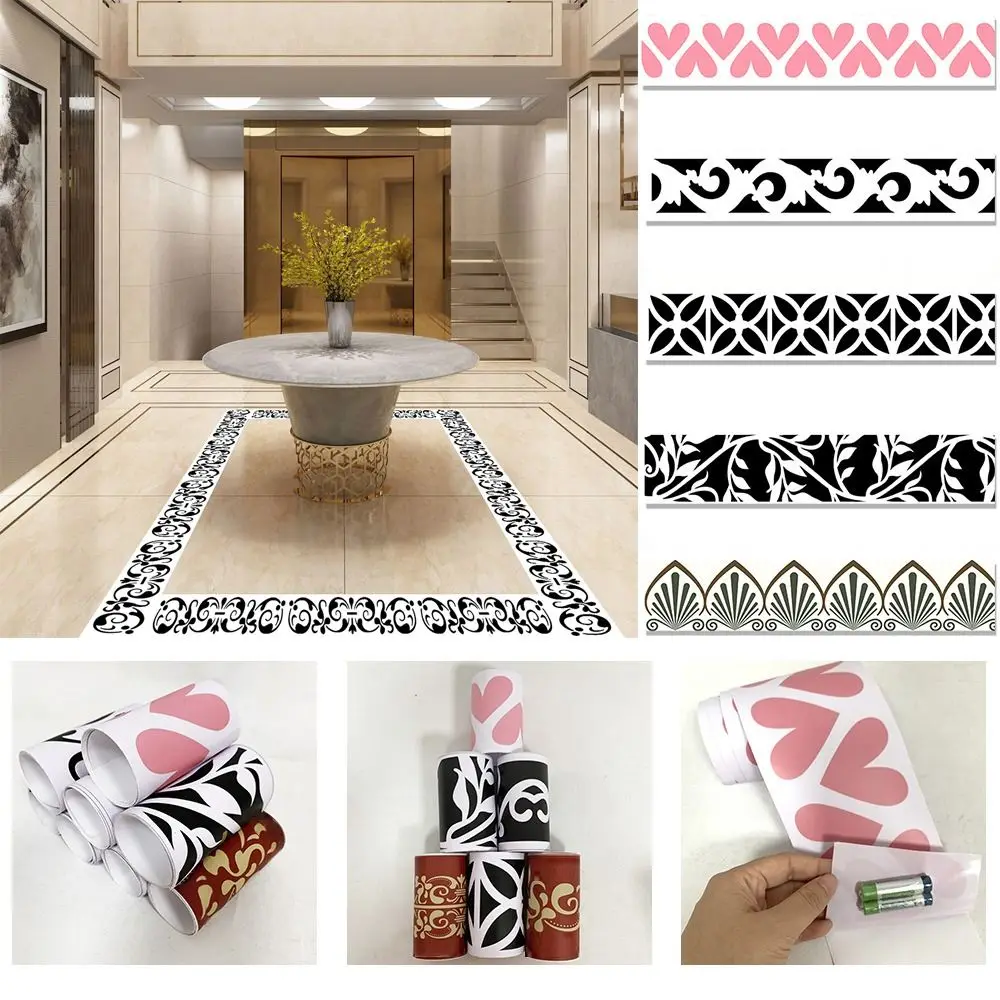 10*240cm Geometric Pattern Waist Lines Self -Adhesive Waterproof Removable Wall Border Stickers for Home Decoration