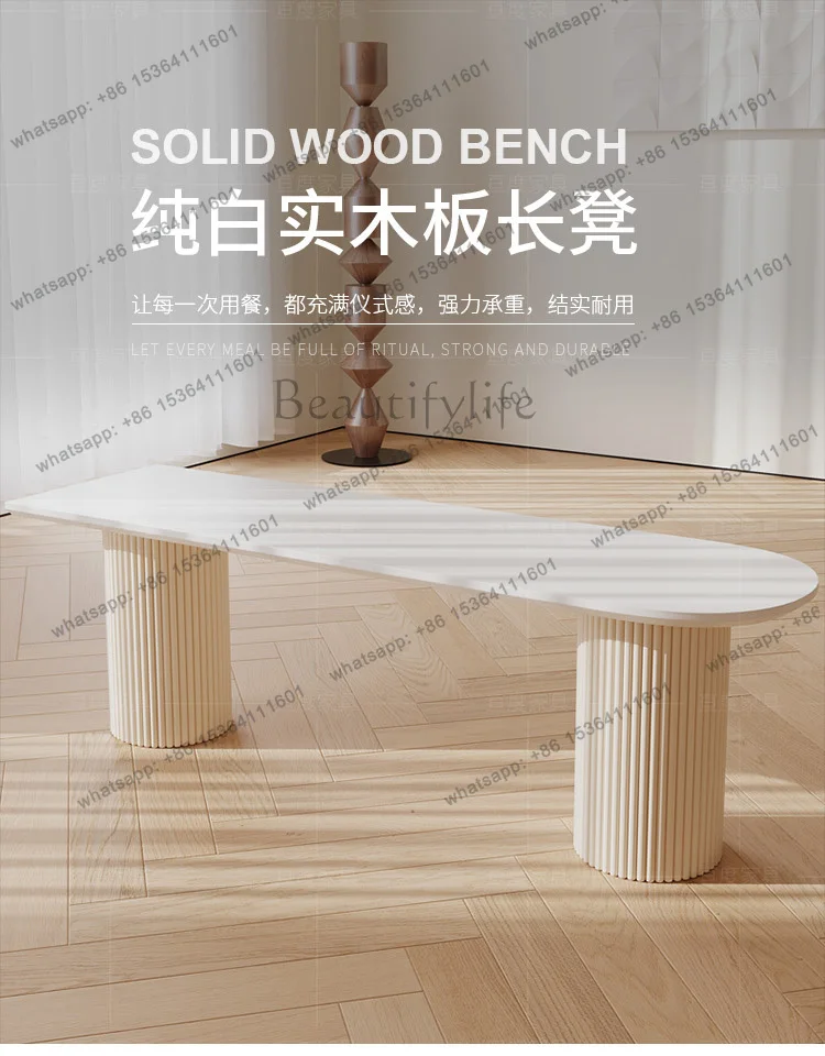 Dining table, bench, French cream style, modern simple living room, small apartment, high-end solid wood multi-layer board
