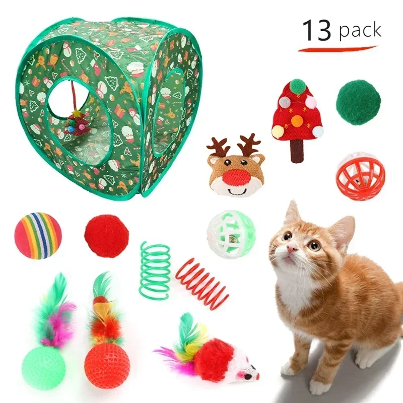 Interactive Plush Pet Toy Set Christmas styles Pet Cat Toys Hamsters Sound Making Old Hamster Toy Cat Accessories #