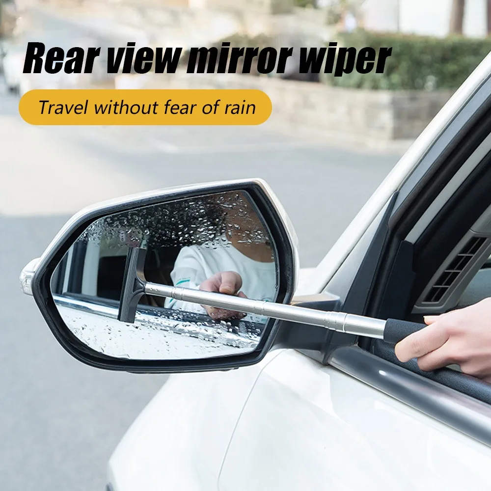 Portable Rearview Mirror Wiper for Cars Anti-Fogging Extendable Handle Scraper Water Clearner Anti-Raining Scratch Cleaner Car A
