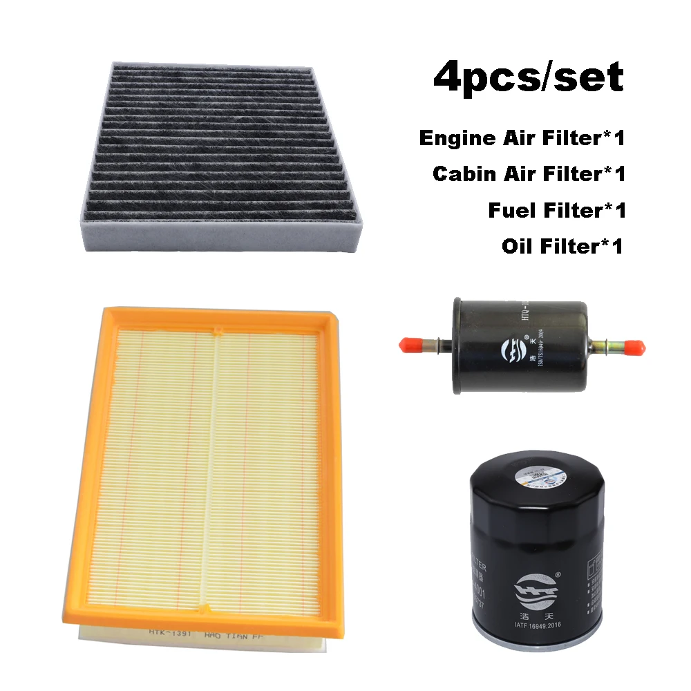 4pcs Filter Set For CHANGHE Q35 BAIC X30 1.5L 2016 2017 2018 2019 2020 Cabin A/C Air Fuel Gas Oil Filter Kit Car Accessories