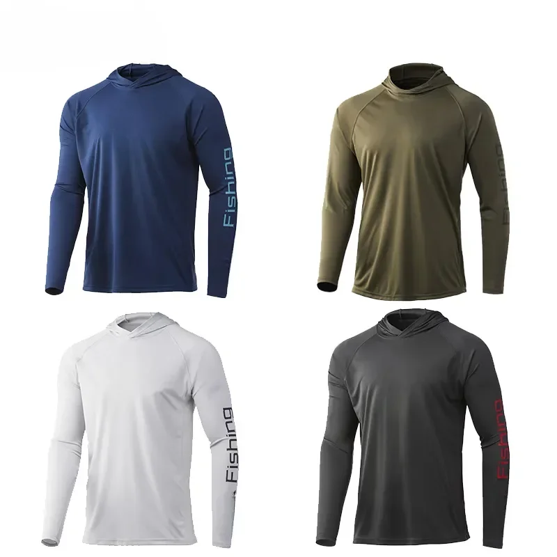 

2023 Fishing Hooded Clothing Men Long Sleeve Breathable Fishing Wear Outdoor Sun Protection Fishing Shirts