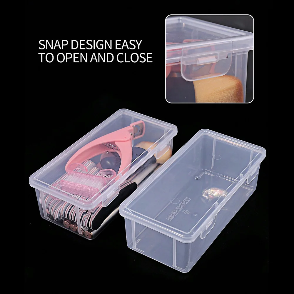 1pcs Rectangular PP Plastic Box For Storing Nail Art Tools Transparent Storage Box For Jewelry And Other Small Items