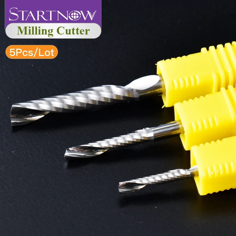 Startnow 5 Pieces/Lot Acrylic Single-Edge Spiral Drill Bit Carbide End Mill CNC Milling Cutter Carbide End Mill Cutting Tool