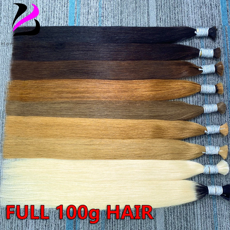 No Weft 100% Real Human Hair Bulk Hair 100g Hair Machine Made Virgin Remy Straight Hair Bulk Natural Blonde Hair Extension