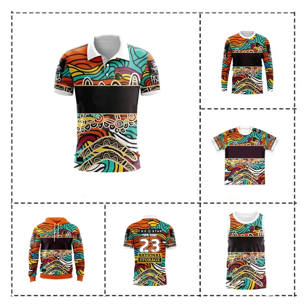 

Customization 2023 Brisbane Broncos Indigenous Rugby Jersey Kids - Women's - Men's Size: S-5XL（Print Custom Name Number）