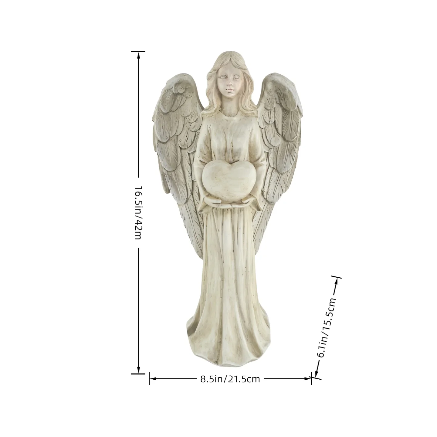 16.5-Inch Heart-Protecting Guardian Angel Resin Statue Outdoor Garden Lawn Decor Home Living Room Entrance Holiday Gift view 6
