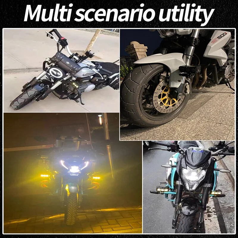 3-Lens Super Bright Motorcycle LED Headlight – High/Low Beam