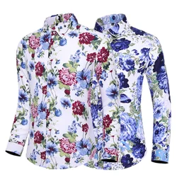 New Men Long Sleeved Floral Shirt Single Breasted Lapel Top Fashion Men's Dance Party Casual Shirts Large Size 7XL