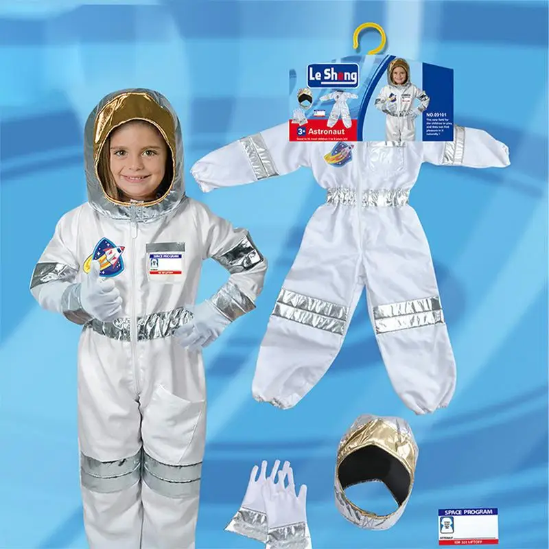 Kids Astronaut Costumes Space Jumpsuit For Boys Silver Role Play Cosplay Costumes For Children Boys Girls Dress Up Like A Real