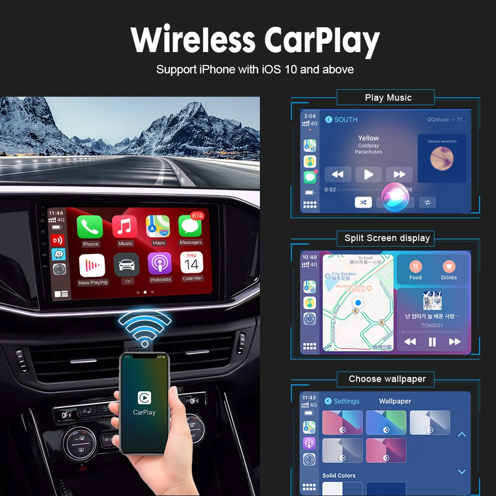 Carlinkit-dongle CarPlay inalámbrico para coche Android, adaptador inalámbrico para reproducción de coche, pantalla de espejo, Spotify Waze Plug & Play