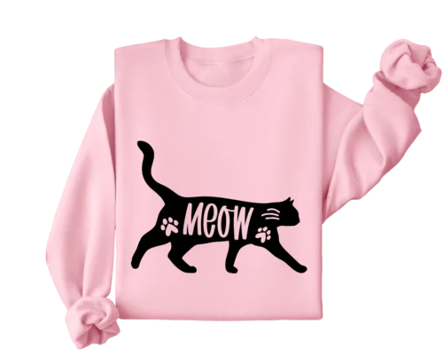 Polarshe Funny Black Meow Cat Aangepaste Hoodie Cat Lover Verjaardagscadeau/Sweatshirt Casual Top met lange mouwen