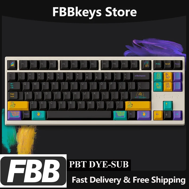 

FBB KeyCaps Artist Style PBT DYE-SUB For Cherry Profile Mechanical Keyboard Key Cap MX switches For DIY Gift Accessory 1.5mm