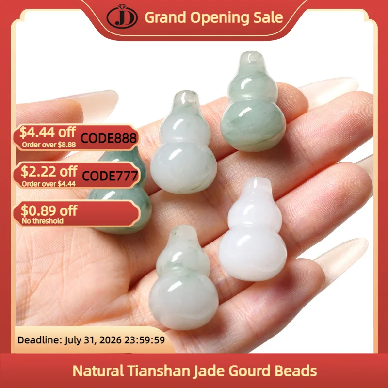 1 Pc Natural Tianshan Jade DIY Jewelry Making Gourd Beads Icy Green Spacer Charms Lucky Amulet Charm for Necklace Bracelet