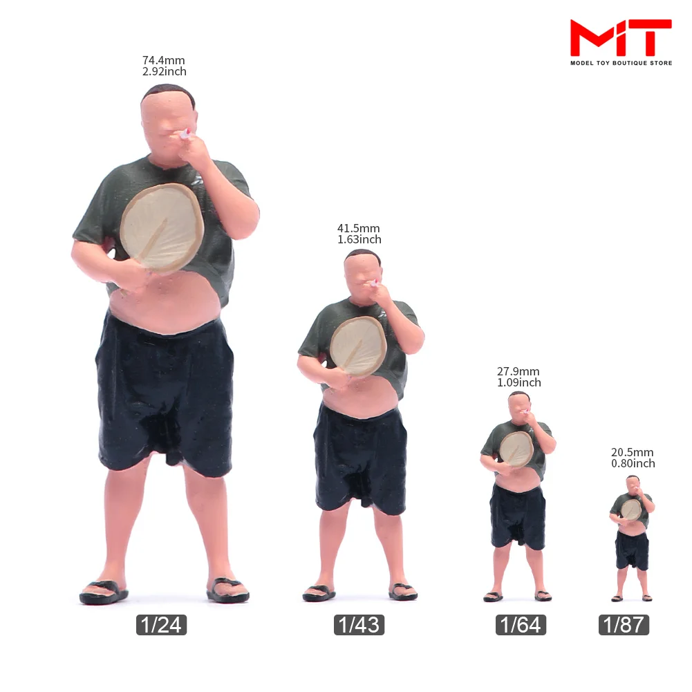 페인트 미니어처 1/87 1/64 1/43 1/24 중년 남성, 여름 흡연 피규어 디오라마 모델 장면 소품 장식