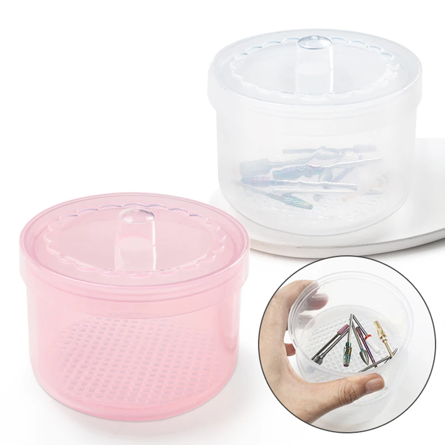 1 Piece Nail Sanding Machine Drill Bit Storage Box, Disinfection Box, Nail Art Tools, Cleaning Circular Arabizer, Plastic Box, A