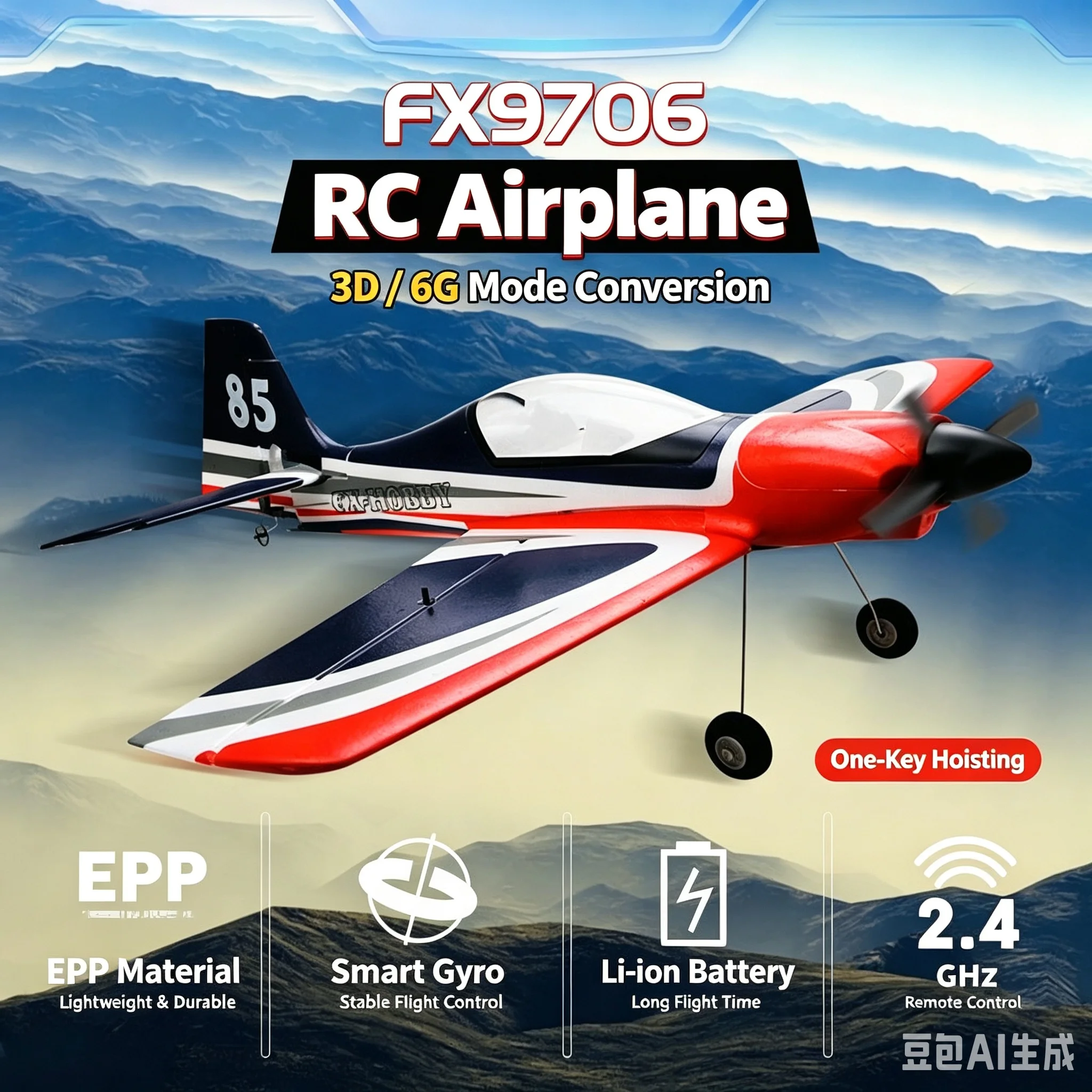 Fxhobby Fx9706 Rc Airplane 2 4G 6Ch Epp Foam Fixed Wing 3D 6G Mode Rc Plane With Big Battery For Hobby Adults