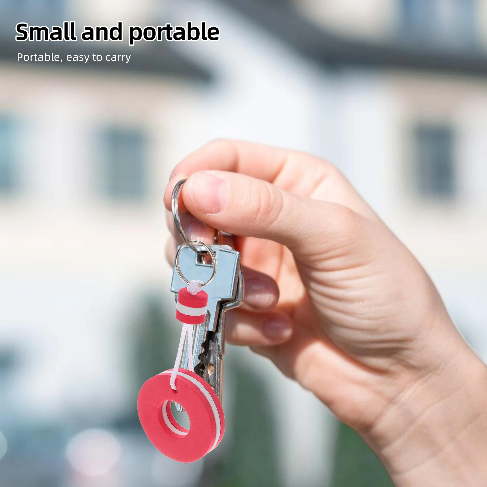 

5pcs Eva Floating Keychain Colorful Swimming Ring Waterproof For Boating Fishing Surfing Sailing Outdoor Sports Red