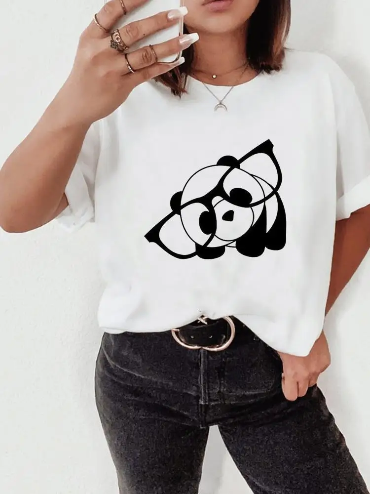 Women's Short-sleeved T-shirt, Basic Style, Fashionable, Cute, Printed, 90s Style, Pattern, Panda, Summer.Summer Streetwear Y2K