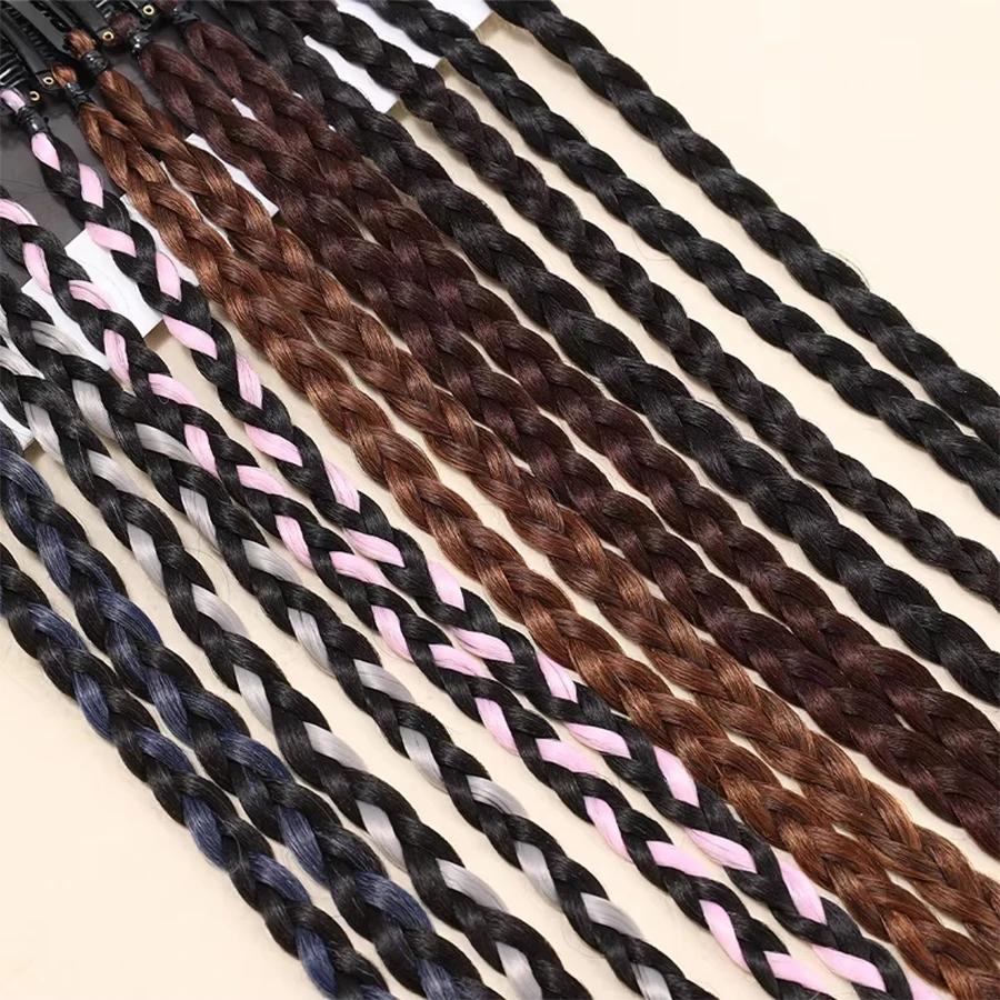 Allaosify Synthetic 2pcs Braid Wig With Strong BB Clip Lightweight Box Braid Ponytail Hair Piece for Women for Party Daily