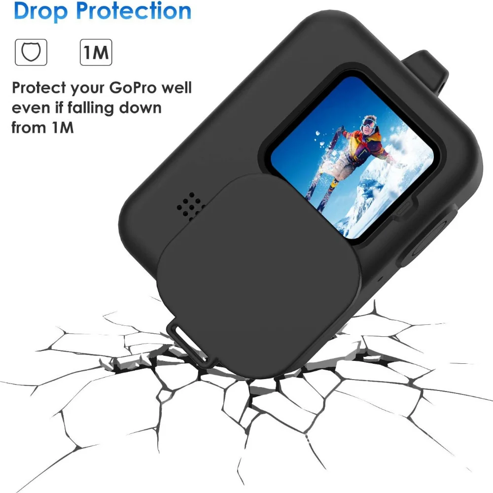 Protetora de borracha macia Silicone Shell, Estojo protetor, Habitação padrão, Protetor de Shell para Go Pro Hero 9, 10, 9, Preto Acessórios