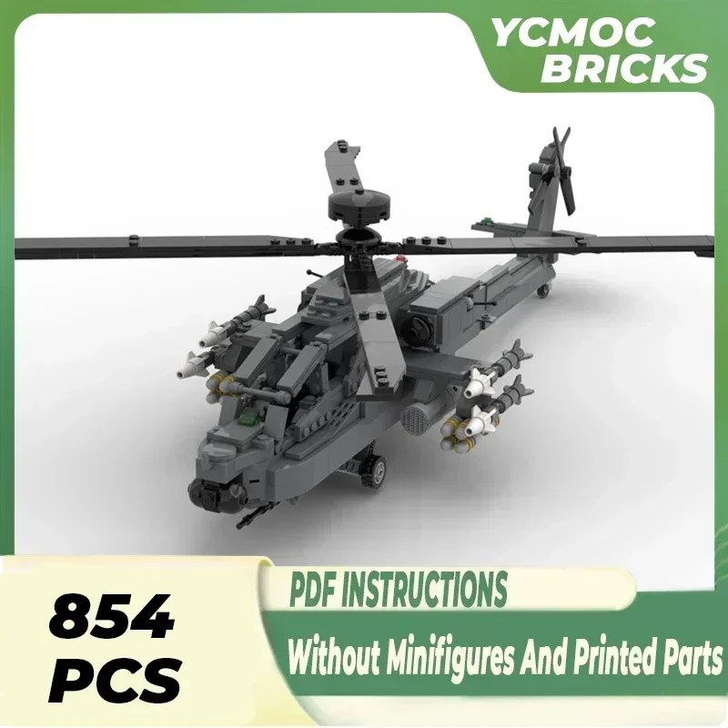 Modello di aereo militare Moc Mattoni da costruzione AH-64D Tecnologia di elicotteri Blocchi modulari Regali Giocattoli di Natale Set fai da te Assemblaggio