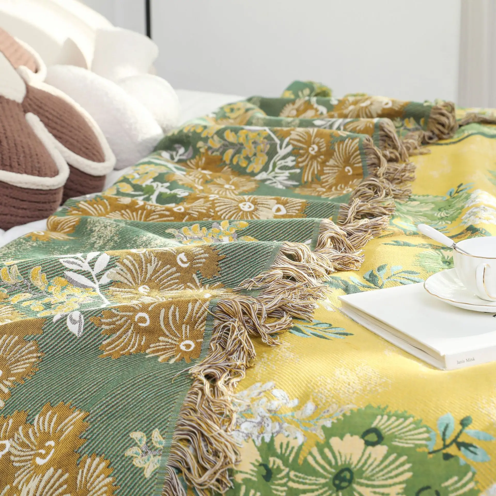 Gauze cotton tassel towel quilt summer cool quilt air conditioning blanket single double cover blanket upscale sofa towel