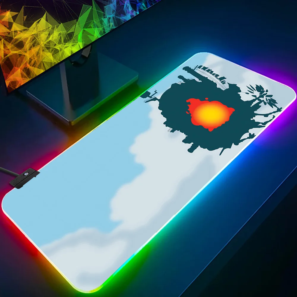 Fashion Cartoon Cute Flame RGB Pc Gamer Keyboard Mouse Pad Mousepad LED Glowing Mouse Mats Rubber Gaming Computer Mausepad Funda