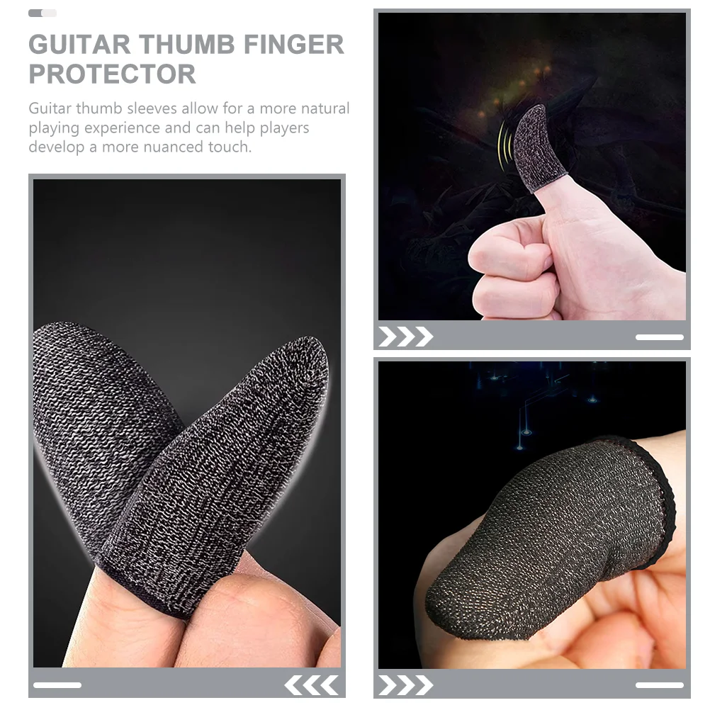 2 Pcs Guitar Finger Cots for Children Protectors Fingertip Bass Players Bowling Fiber Sleeve Covers Protection Tips