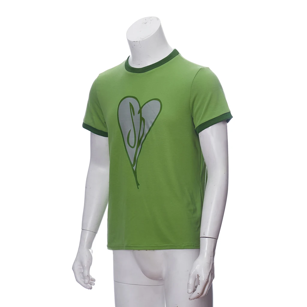 Scott Pilgrim disfraz de Cosplay Scott Pilgrim vs. Camiseta verde del mundo corazón Ringer para hombre Top Halloween carnaval fiesta traje de hombre