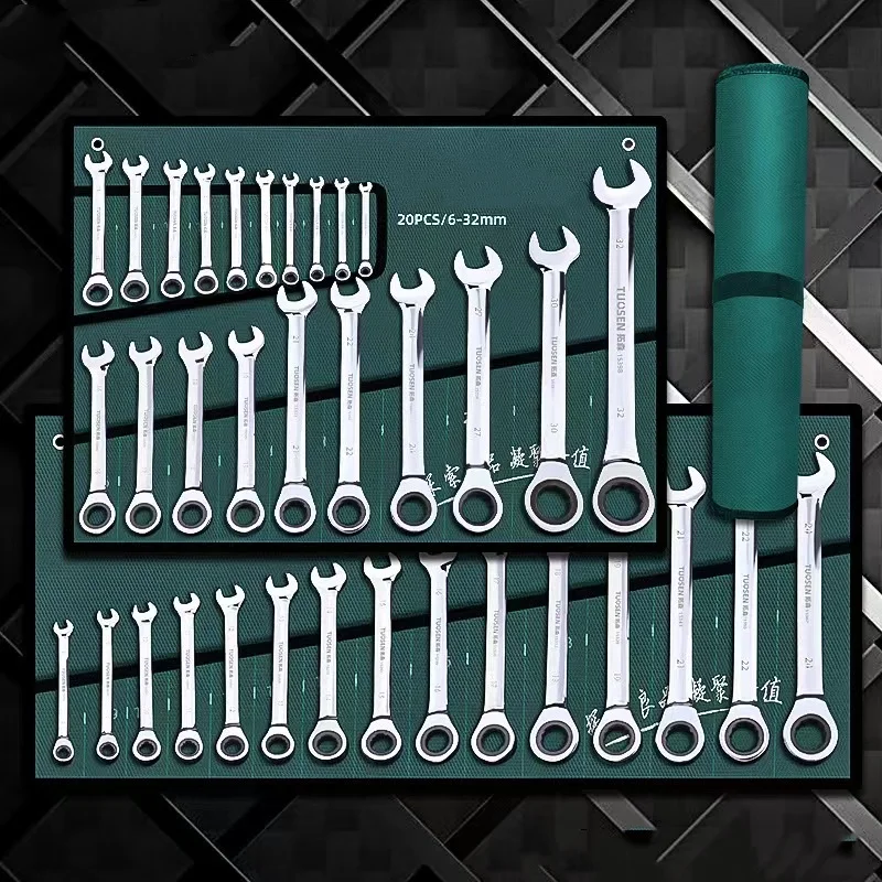 ratchet combination wrench Torque 6-32mm Ratchet Spanner Tool Set Dual Heads Ratchet Combination Dicephalous Wrench Spanner