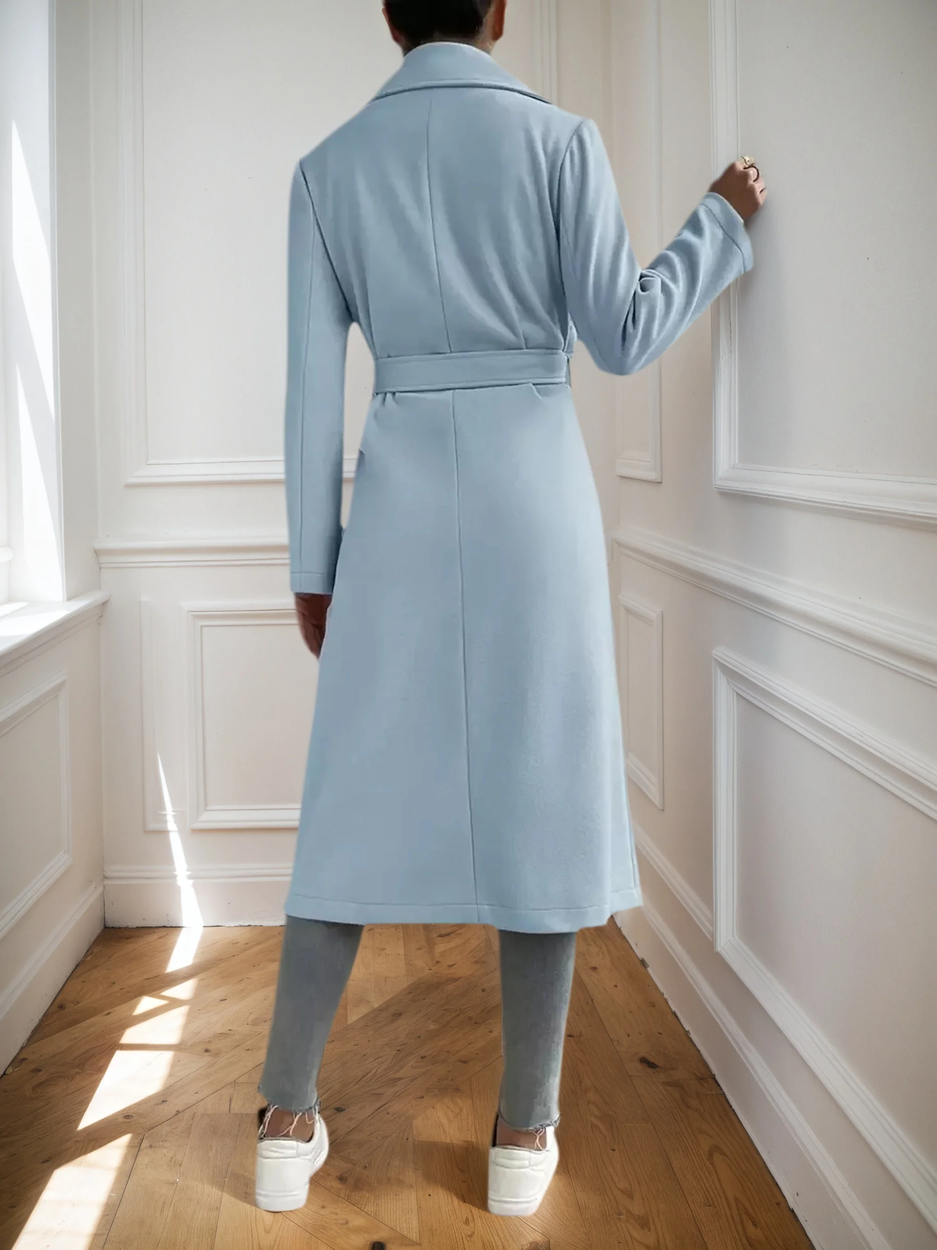 أزياء المرأة طويلة الأكمام الخريف الشتاء معطف طويل سترة واقية الخصر محكم سليم صالح السيدات ملابس خارجية