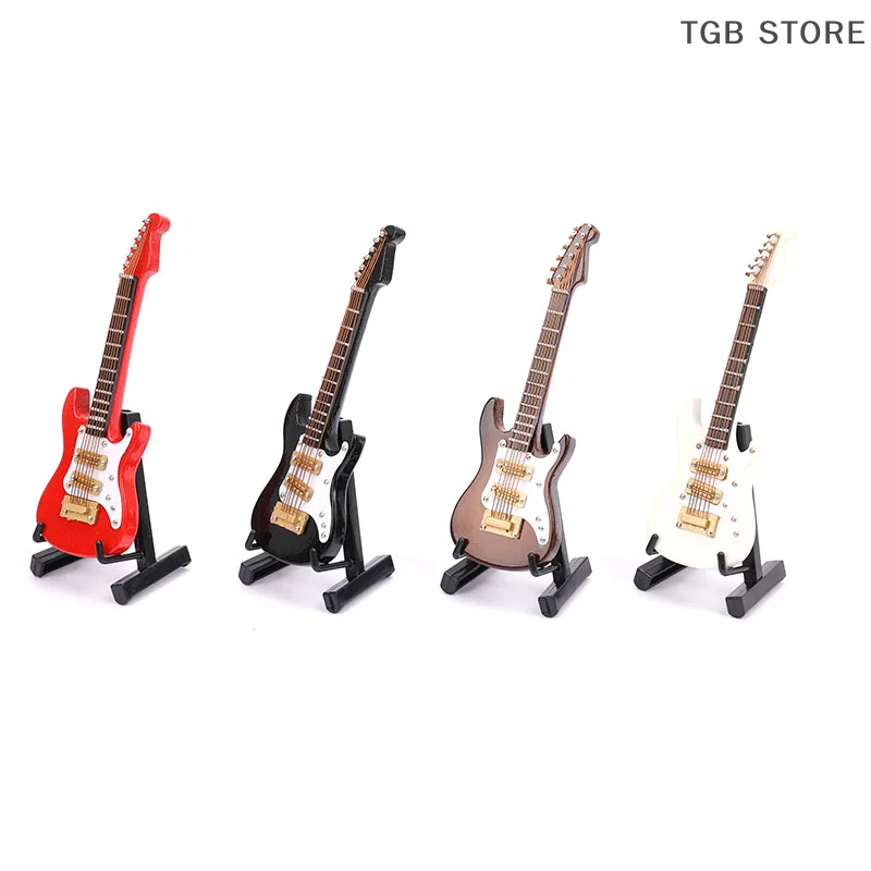 Mini strumenti musicali per la decorazione del modello di chitarra elettrica con custodia e supporto