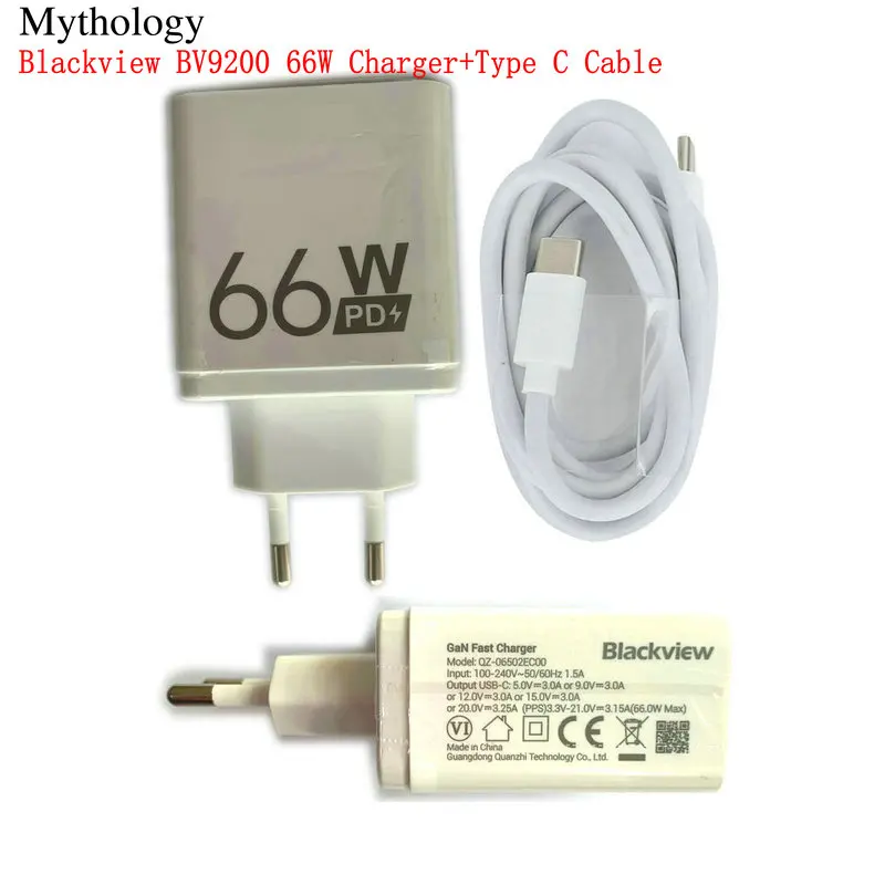 66W Charger for Blackview BV9200 Original Power Adapter EU Plug Charge Type C Cable Mobile Phone Accessories