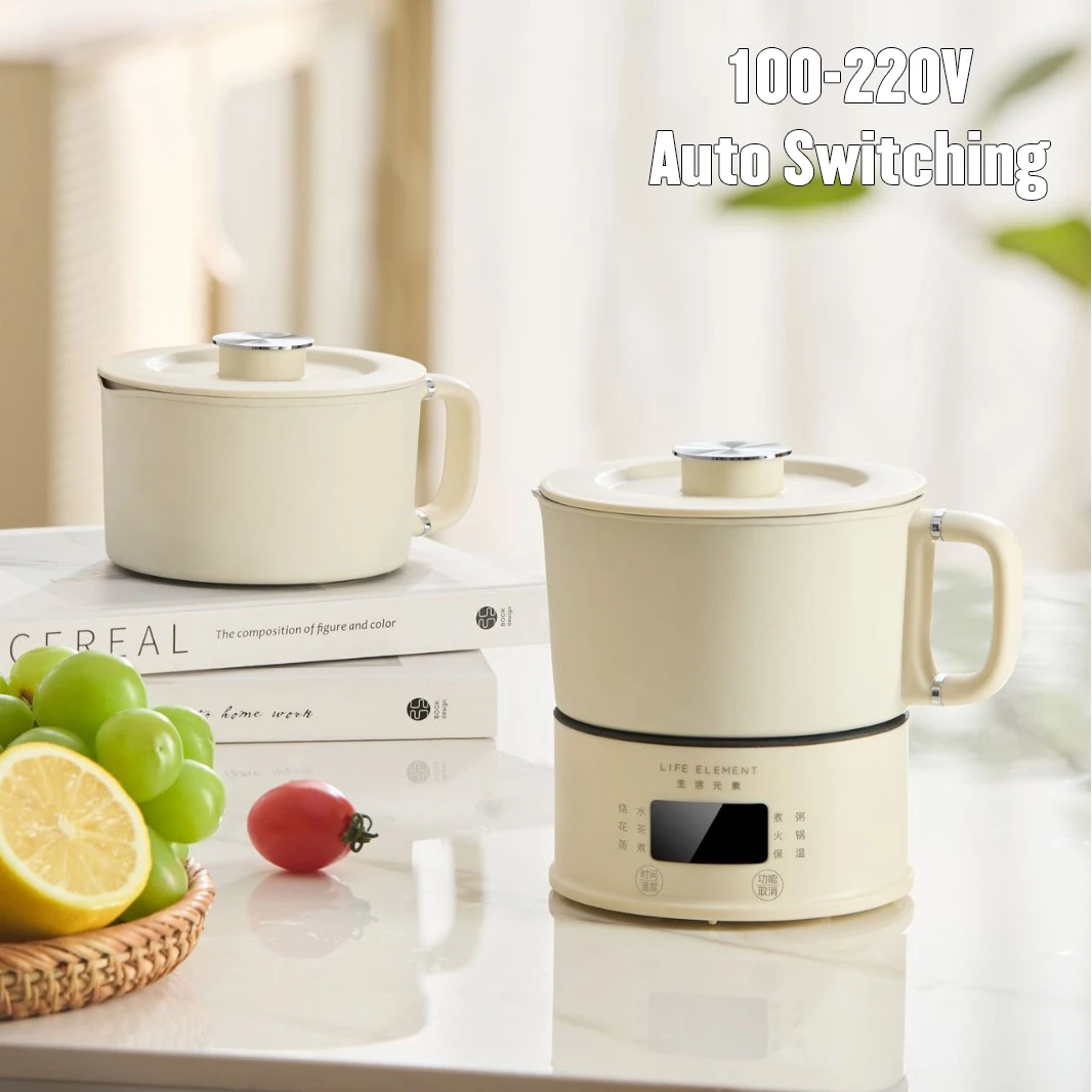 

100-220V Electric Kettle Portable Cooking Pot Split Type Water Kettle Hot Pot Stainless Steel Travel Kettle Heating Cup 0.6L