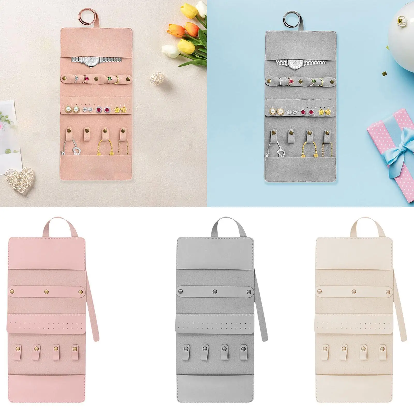 

Jewelry Bag Roll Display Space Saving Travel Organizer for Gift Closet Studs