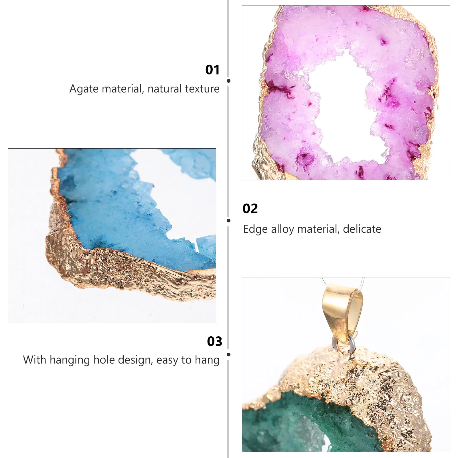 

5 Pcs Agate Pendant Necklaces Natural and Mineral Stones Beads for Jewelry Making Charms DIY Supplies