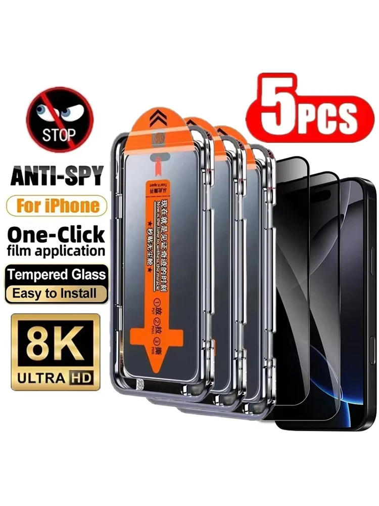1-5 sztuk folii ochronnej na ekran z funkcją prywatności do iPhone 18 17 Pro Max 16 15 14 13 12 11 16e Plus Mini Air XR XS 6 7 8, szkło hartowane z funkcją anty-spy — Zdjęcie 2 z 2