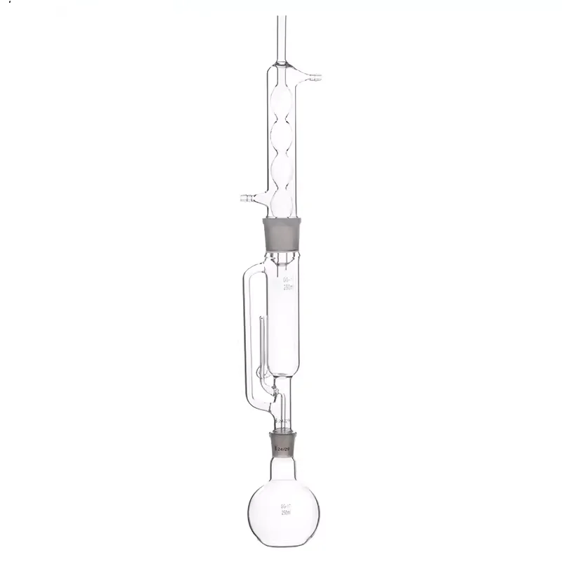 250ml Glass Soxhlet extractor,Extraction Apparatus soxhlet with bulbed condenser,condenser and extractor body,Lab Glassware