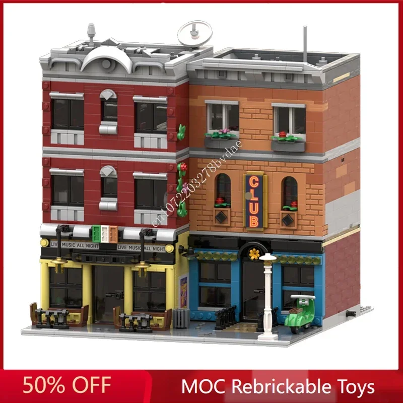 

2474PCS Customized MOC Modular Irish Pub & Dance Club Street View Model Building Blocks Bricks DIY Assembly Toys Birthday Gifts