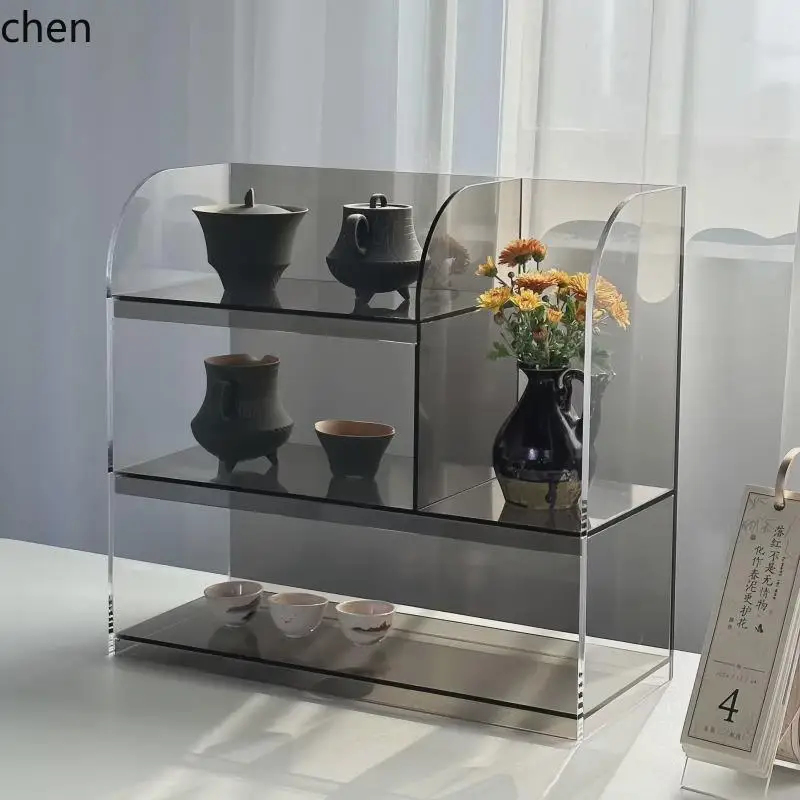 acrylic tea shed tea set teapot storage rack living room desktop home ornament display stand