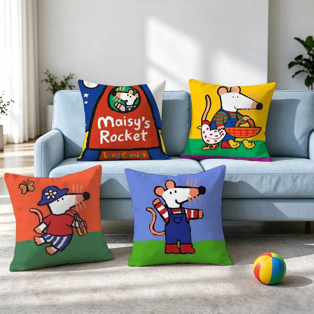 Maisy Mouse Animated C-Cartoon  Pillow Case Square Double-Sided Sofa Cushion Cover Bedroom Bedside Pillow Gift