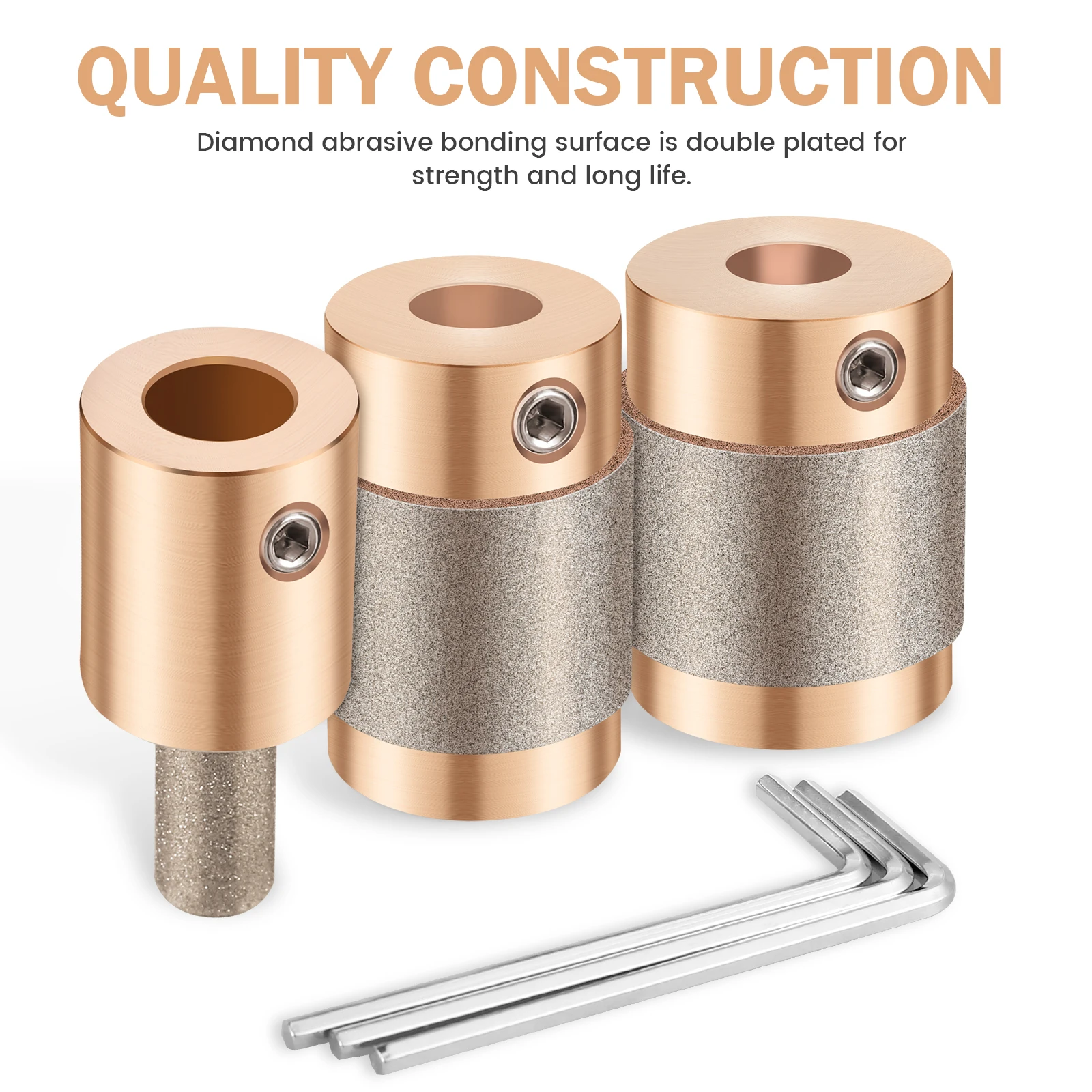 

Brass Core Standard Grit Stained Glass Grinder Bit Head 1" 3/4" 1/4" MCB01 MCB34 MCB18 MGB14 series For Glass Stone