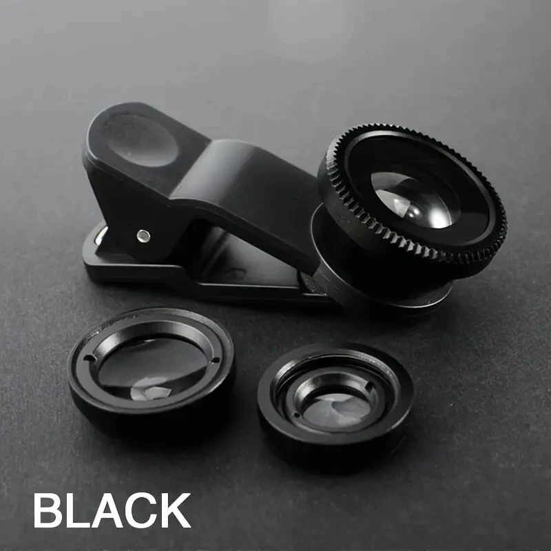 3in1 Fisheye Lens Wide Angle Micro Camera Lens for iPhone 14 13 3IN1 Zoom Fish Eye Len for Smartphone Lenses with Phone Clip