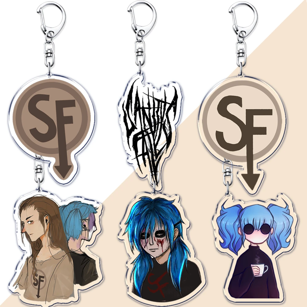 Horror Game Sanitys Falls Keychain for Accessories Keyring Sal Fisher Key Chain Jewelry Larry Johnson Fans Friends Gamer Gifts