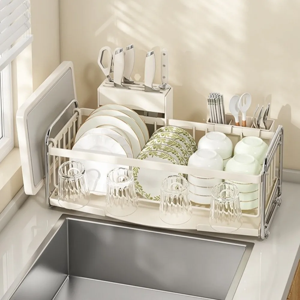 High Quality Portable Storage Rack Multifunctional Convenient Drain Dish Rack Holder Cutting Board Organizer Kitchen Supplies