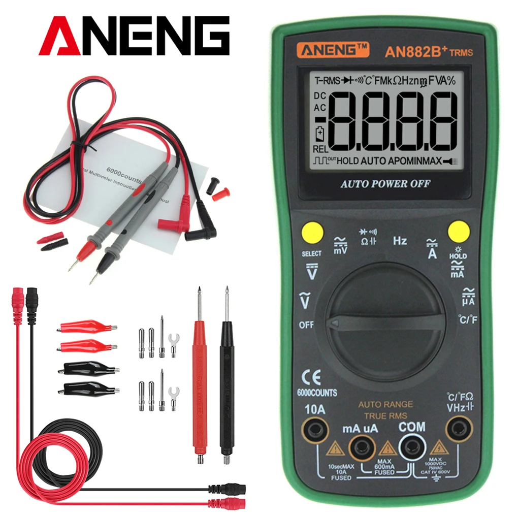 

ANENG AN882B Digital Multimeter Auto Range AC DC Backlight Meter Resistance Voltage Current Measurement