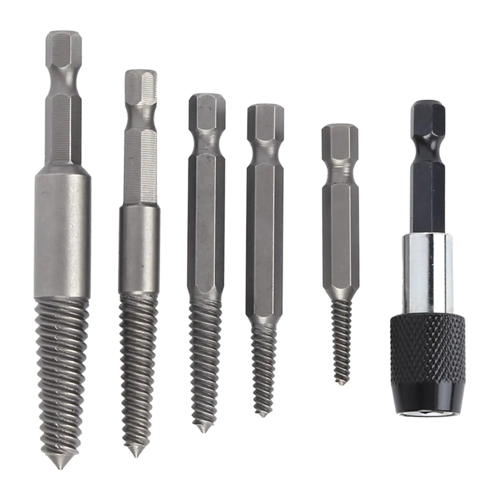 

6Pcs Headless Screw Extractor Set Hex Shank Stripped Screw Removal Tool Fine Teeth Woodworking Repair Kit